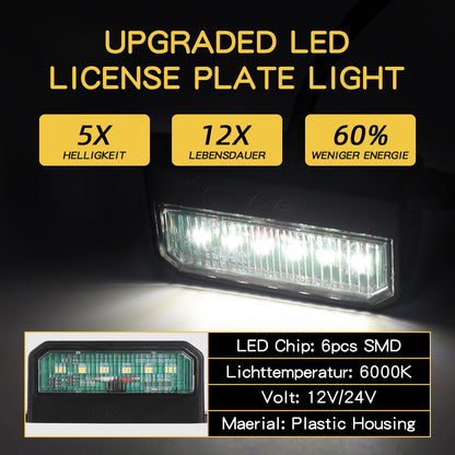 AOHEWEI 2 x LED License Plate Lights Rear License Plate Lights 12~24V Waterproof Perfect For Truck Or Boat