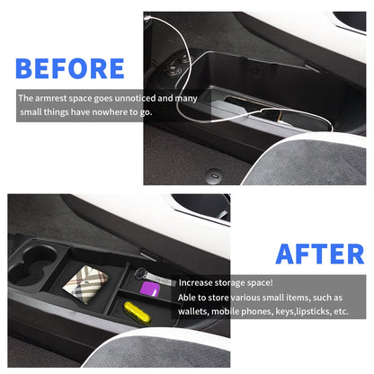YEE PIN Storage Box Compatible with Kia EV6 2022 2023 Center Console Organizer Tray for EV6 2023 Armrest Organizer Accessories Interior Central Control