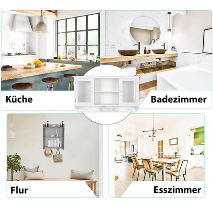 DRULINE wall coat rack white - modern coat rack made of MDF wood, matt lacquered - with sturdy metal hooks, ideal for hallway, bedroom, office - space-saving wall mounting, stylish storage.