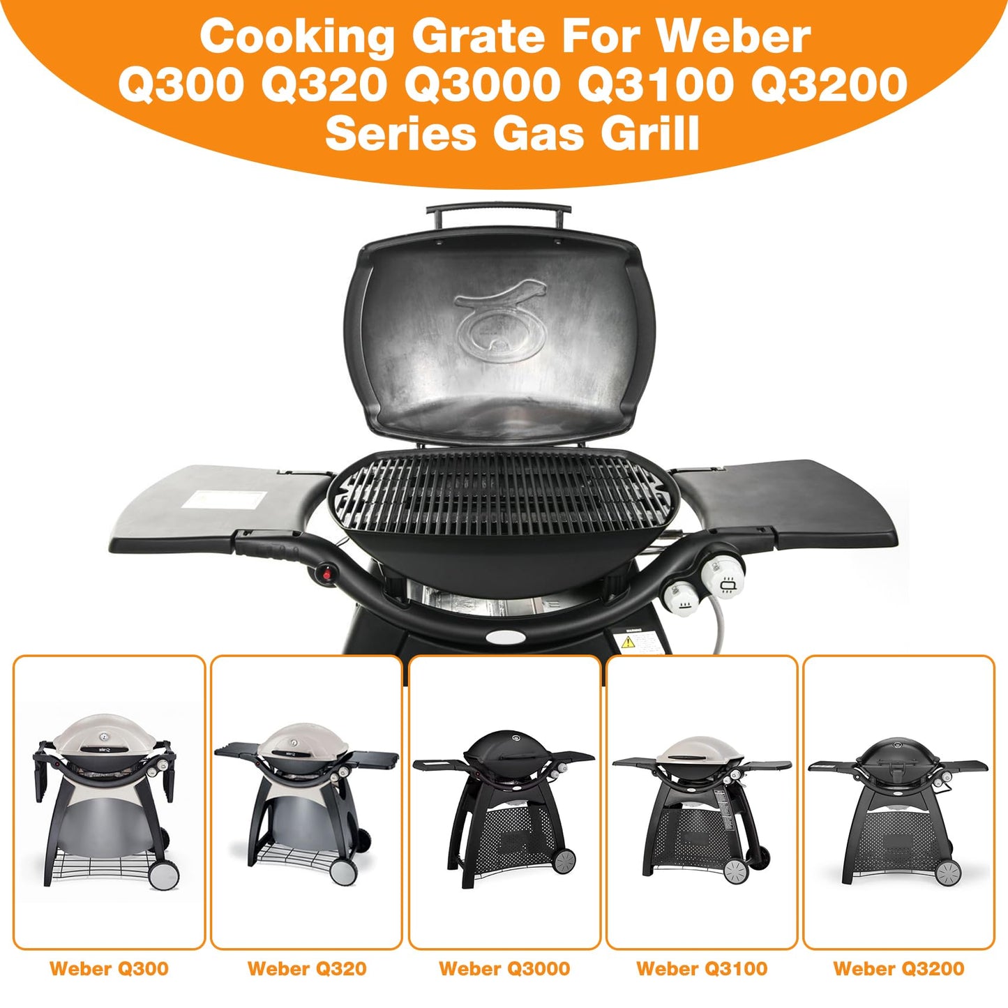 Onlyfire Stainless Steel Grill Grate, Replacement Grate (65.5 * 44.5 cm) for Weber Q300, Q320, Q3000, Q3100, Q3200 Gas Grills.