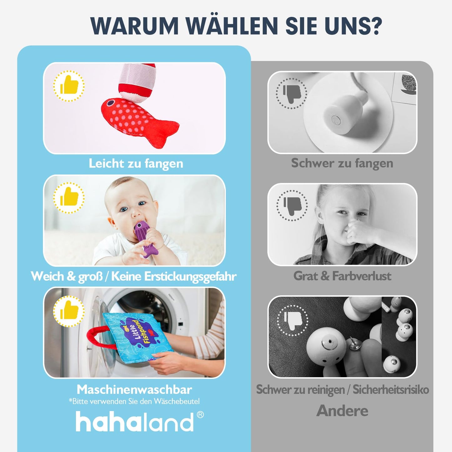 hahaland Baby toys for 1-2 year olds, fishing game for children 6-12 months, educational games, motor skills toys, Montessori toys, fish catching game - small gifts