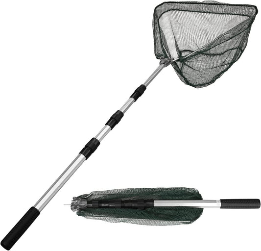 Folding telescopic fishing net 190cm, compact and portable for pond and carp fishing. Great outdoor fishing accessory for kids and adults.