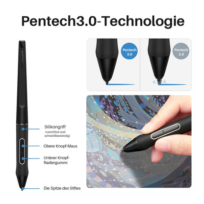 HUION Kamvas Pro 16 2.5K graphics tablet with display, 2.5K resolution, 145% SRGB color gamut, and 1:1200 contrast ratio, ideal for painting, online work - 15.8 inches.