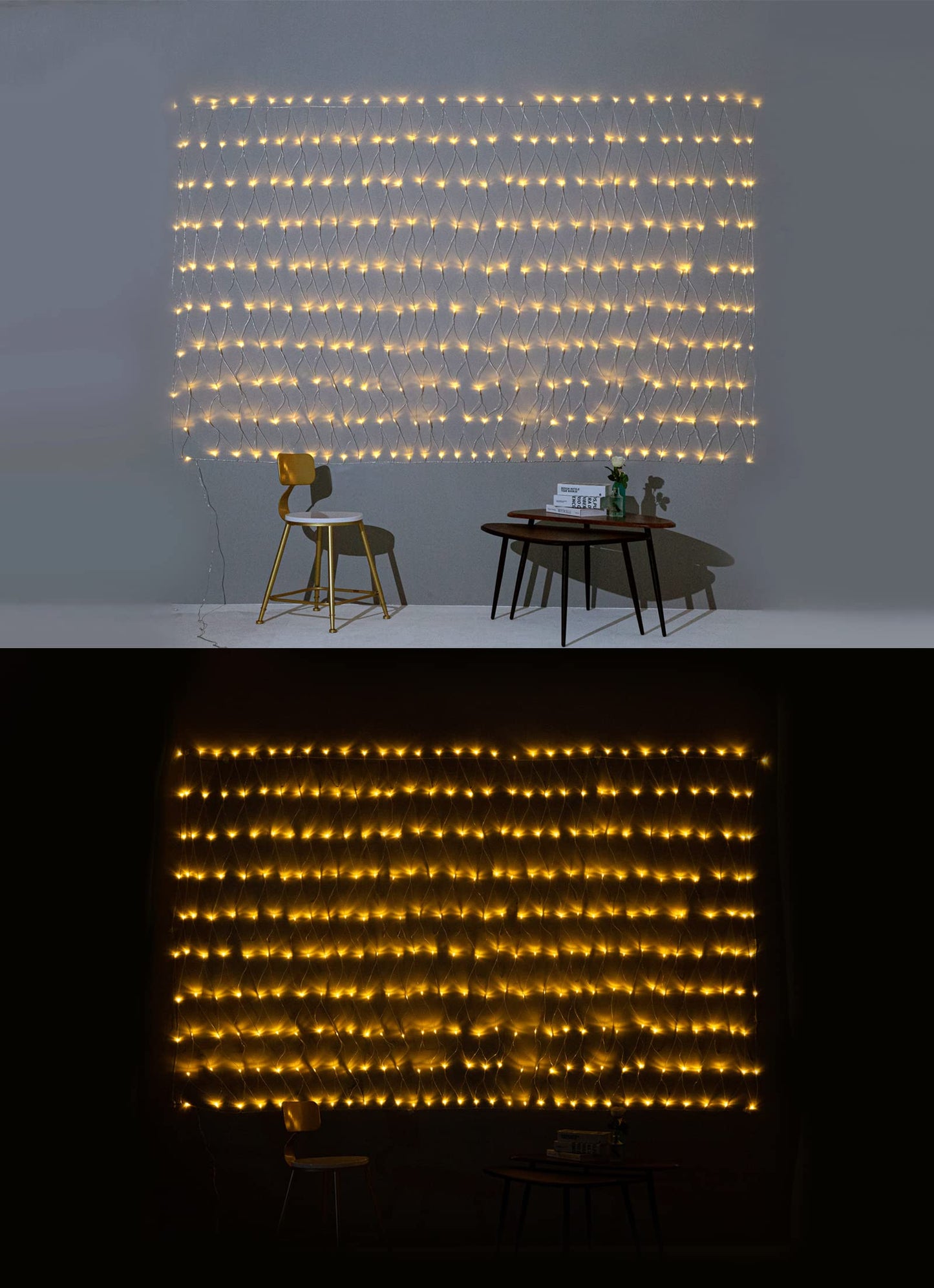 Gresonic 320 LED 1.8m*2.5m light net light curtain light chain warm white decoration light indoor and outdoor Christmas wedding with plug (320LED, constant light)
