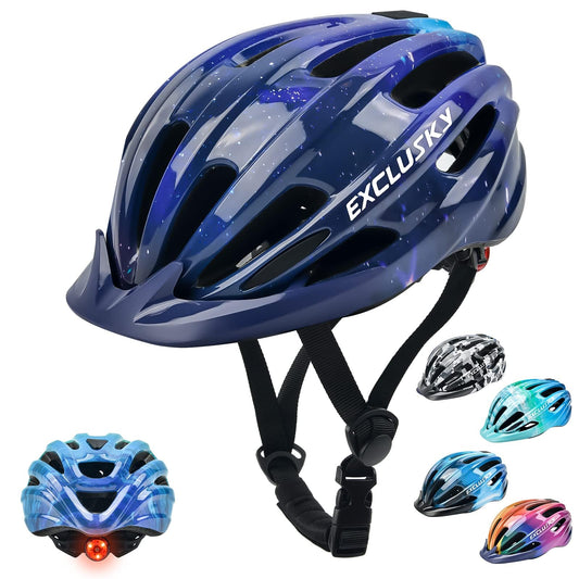 Exclusky kids bike helmet boys 50-57CM kids bike helmet with light kids bike helmet with visor bike helmet girls multiple ventilation helmet kids 5-13 years