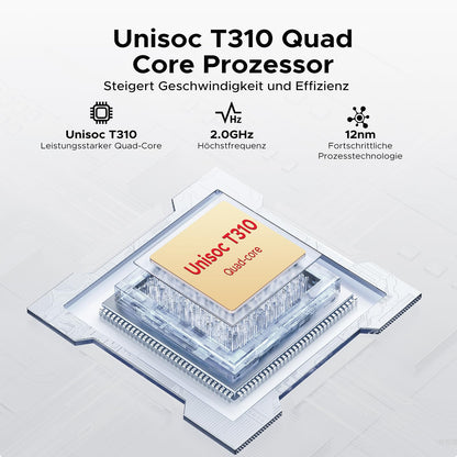 DOOGEE Tab A9 10-inch Android 15 Tablet, 12GB RAM+64GB ROM(TF 2TB), Gaming Tablet with 6580mAh battery, Unisoc T310, dual speakers, 5G WiFi, 8MP camera, Type-C, GMS, Bluetooth 5.0, Face ID, 3.5mm headphone jack.