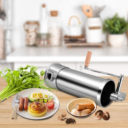 COSTWAY 1.5kg/2.5kg/3kg/5kg Manual Sausage Stuffer, Stainless Steel Sausage Maker, Silver Sausage Filling Machine with Table Clamp, Sausage Injector including Filling Tubes (5KG - 6 Filling Tubes)