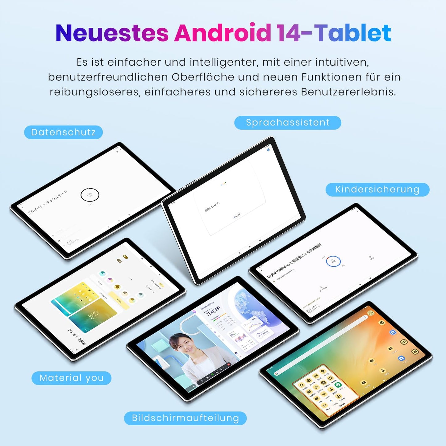 Tablet: Android Tablet - 2025 Android 14 Tablet Latest 10.1-inch Tablets 10GB + 64GB +1TB Expansion, Widevine L1, 2.4G + 5G Wi-Fi 6, 2MP + 8MP, Bluetooth 5.0, 1280 * 800 FHD IPS Grey