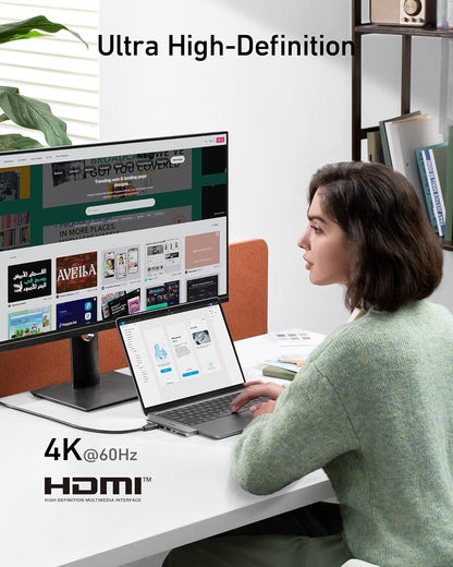 Anchor USB-C Hub for MacBook, Anchor 547 USB-C Hub (7-in-2), Compatible with Thunderbolt 4 Port, 4K HDMI, 2 USB-A ports for MacBook Pro 13 inch, MacBook Air M1/M2, and more.
