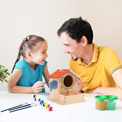 LotFancy Birdhouse Building Kit for Kids, 2 x Birdhouses to paint, Wood Craft Set, DIY Crafting Kit Birdhouse Making Easter Gifts for Girls Boys Toddlers