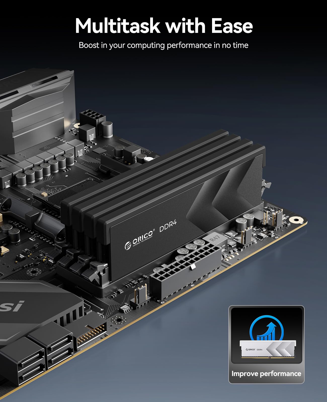 ORICO Raceline Racer DDR4 RAM 32GB (2x16GB) 3200MHz CL16, XMP 2.0 Overclocking, 1.35V UDIMM Desktop Memory, Compatible with Intel & AMD, High Performance Gaming Desktop Memory - Black H400