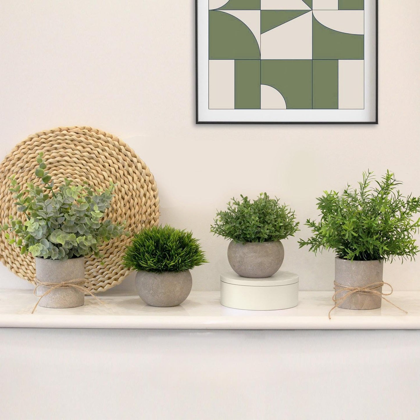 YVONNEYI 4 piece artificial plant for living room decor, fake plants like real eucalyptus, faux plant for home bedroom bathroom kitchen office room windowsill home interior decor (005, 4 pieces)