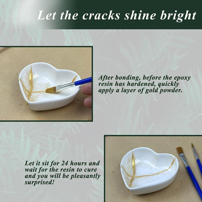 MUFUN Kintsugi Kit, Kintsugi Repair Set, Repair Ceramic Bowls & Vases with Gold Powder Adhesive, Beginner Kintsugi kit, perfect for beginners, easy Kintsugi Craft.