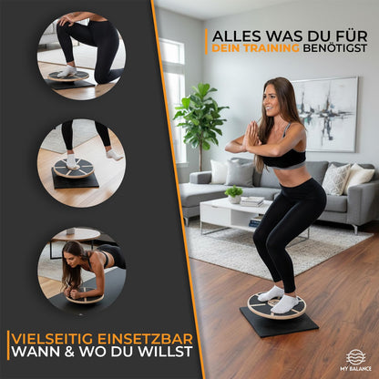 My Balance Premium Balance Board including non-slip mat I High-quality wobble board with E-Book I Strengthens your balance I Balance Board for improved fitness.