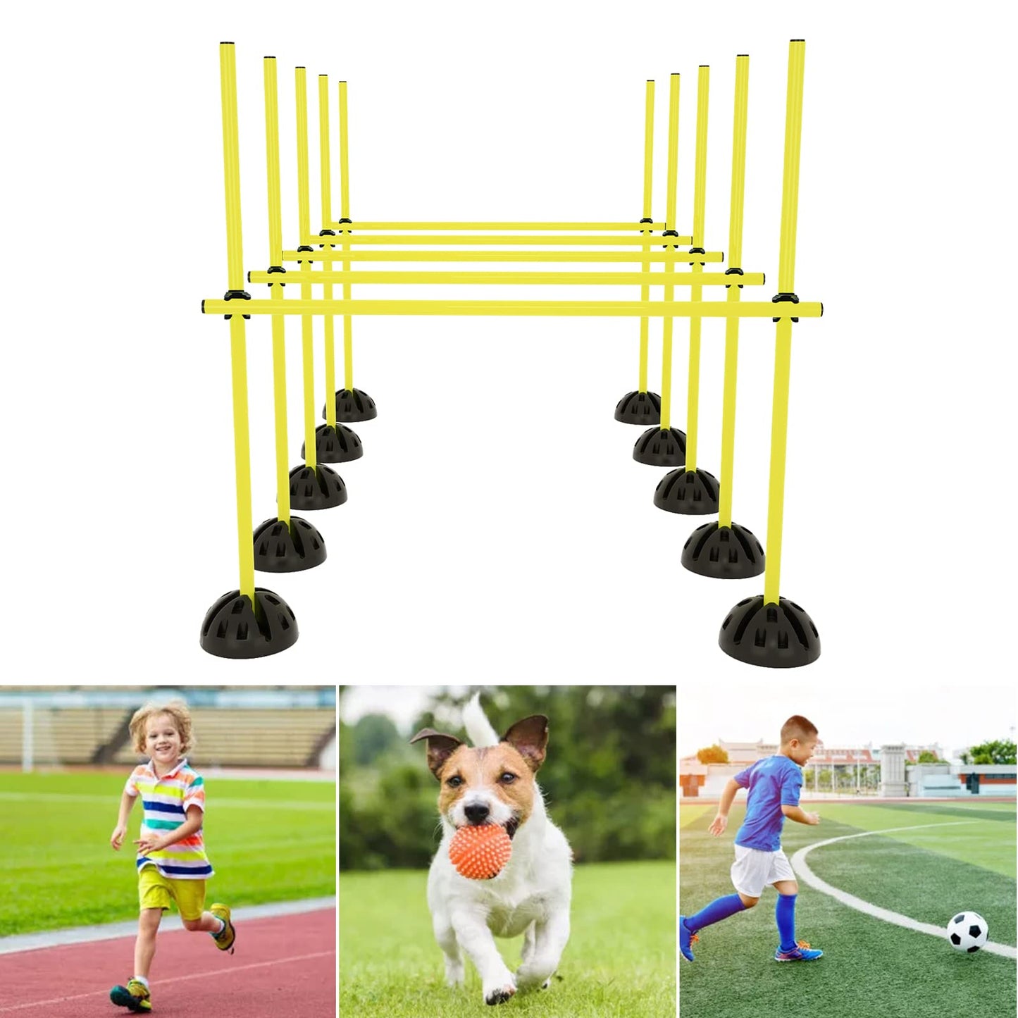 Onward Up Agility Jump Bar Set, training bars for conditioning, coordination hurdles for jumping power, dribbling, and mobility (Yellow)