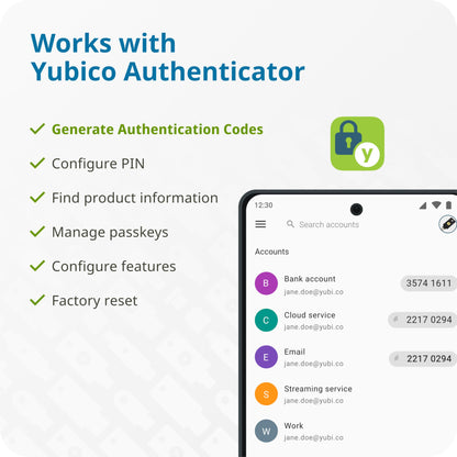 Yubico - YubiKey 5C NFC - Security key for Two-Factor Authentication (2FA), connects via USB-C and NFC - FIDO certified