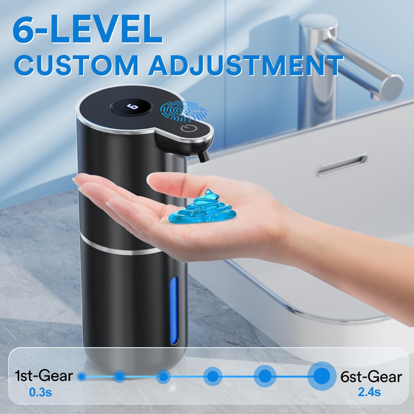 Amyzavls Automatic Soap Dispenser with Digital Display, Touchless 380ml Soap Dispenser Wall Mount with Sensor, USB Rechargeable for Bathroom, Kitchen