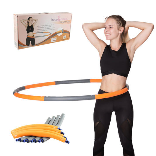 HOOPOMANIA Weight Hoop [1.5 kg] Fitness hoop for adults in orange, beginner hoop.