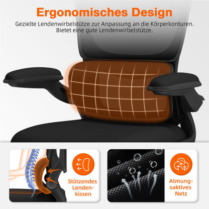 Aiidoits office chair, Ergonomic Office Chair with Adjustable Headrest, Lumbar Support, and Folding Armrests, Executive Chair 150kg, Ergonomic Chair Rocking function up to 135°.