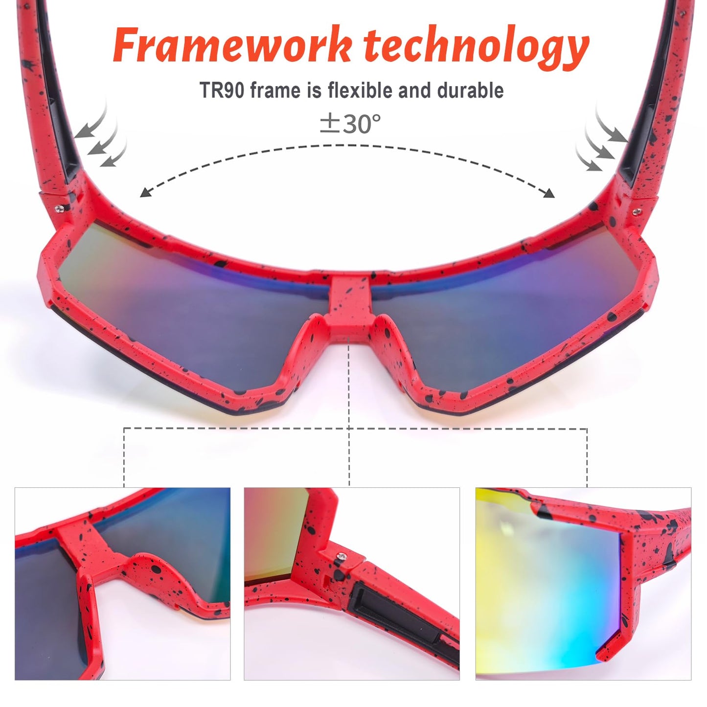 DUOCIYUAN Fast Glasses Rave, Bike Glasses Sunglasses for Boys Girls Sports Glasses UV400 Protection Teens Road Bike Glasses Windproof, for Teenage Kids Cycling Running Baseball