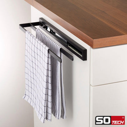 SOTECH towel pull-out Style 2-armed black 415 mm extension length 300 mm towel holder for side mounting on washbasin in bathroom and kitchen.