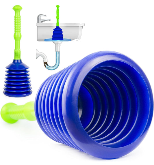 Luigi's sink and drain plunger - for bathroom kitchen sink baths and showers - powerful toilet plunger small with large bellows