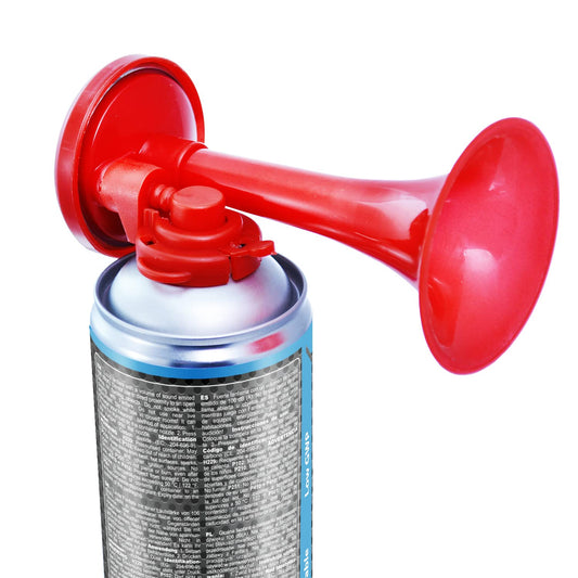AAB Signal Horn - Loud air pressure horn 106 dB(A), football fan item with non-flammable gas, up to 320 short beeps, fanfare, crowd horn, stadium signal horn, air pressure horn, air horn.