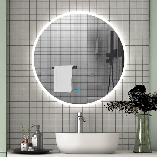 LED bathroom mirror round 60 cm touch demisting wall mirror with lighting light mirror Alpha series