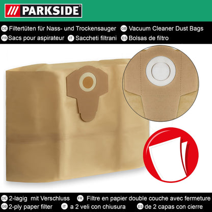 10 original Parkside Lidl dust bags for wet-dry vacuums PWD 25, 30, PNTS 23, 30, 1400, 1500 A1, A2, B1, C1, D1, B2, B3, E2, C4, D5, F2, H4.