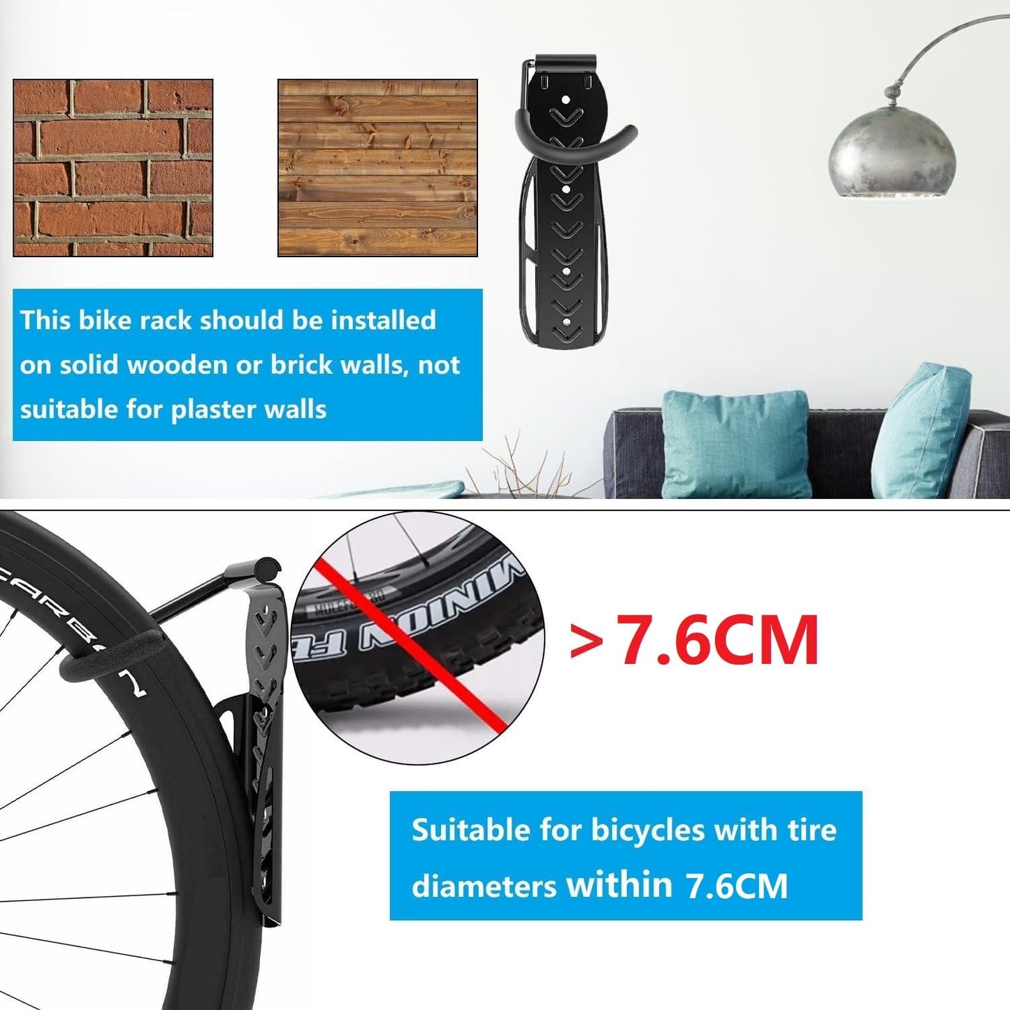 Bicycle wall mount 3 pack - TAZZOR Bike Wall Mount with 100% steel construction. Swivel design for vertical bike storage on the wall.