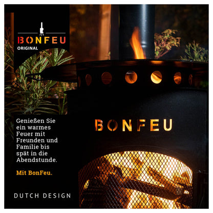 BonFeu Bongiano SP rust - patio fireplace - fire pit with spark protection for relaxing evenings - outdoor fire column - patio fireplace with grill grate - garden oven made of high-quality steel - 30x30x142cm