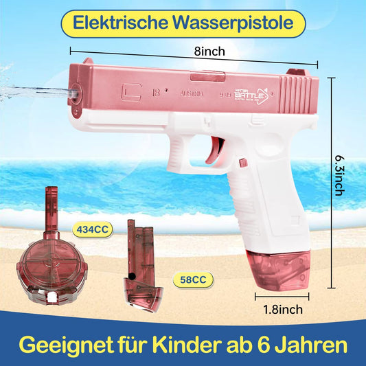 Maxee Electric Water Gun, Pistol with a range of 25-32 ft, One-Button Automatic Water Toy Pistol for Kids and Adults, Pool Party Beach Outdoor, Pink Color
