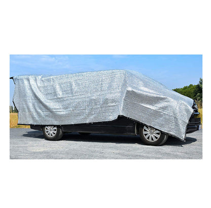 Shade net car dog 4x6m - aluminum heat shield with eyelets - UV sun protection net & breathable aluminum net 6x4m - shade net camping, vacation, sports - aluminum foil car aluminum net 6x4m