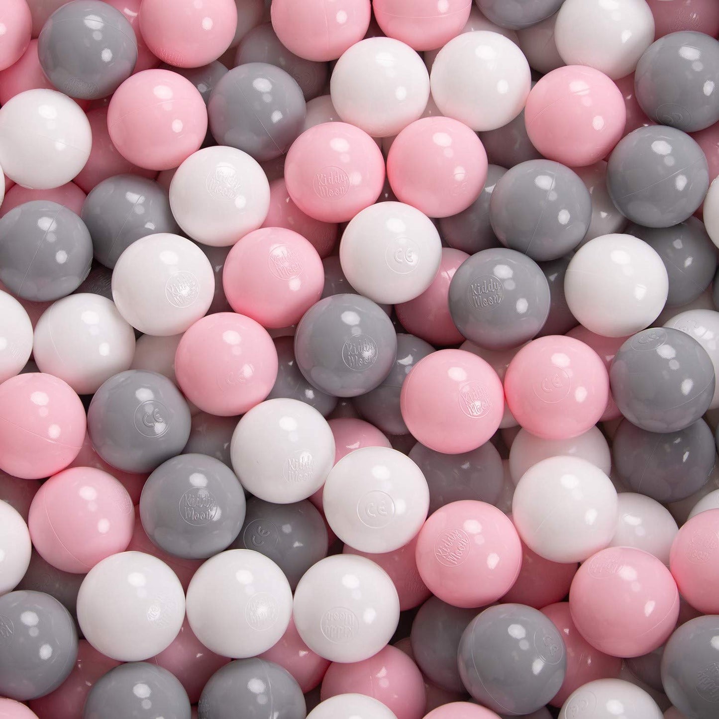 KiddyMoon ball pit 90x30cm/200 balls ⌀ 7cm ball pit with colorful balls for babies and kids round, light grey: white/grey/pink