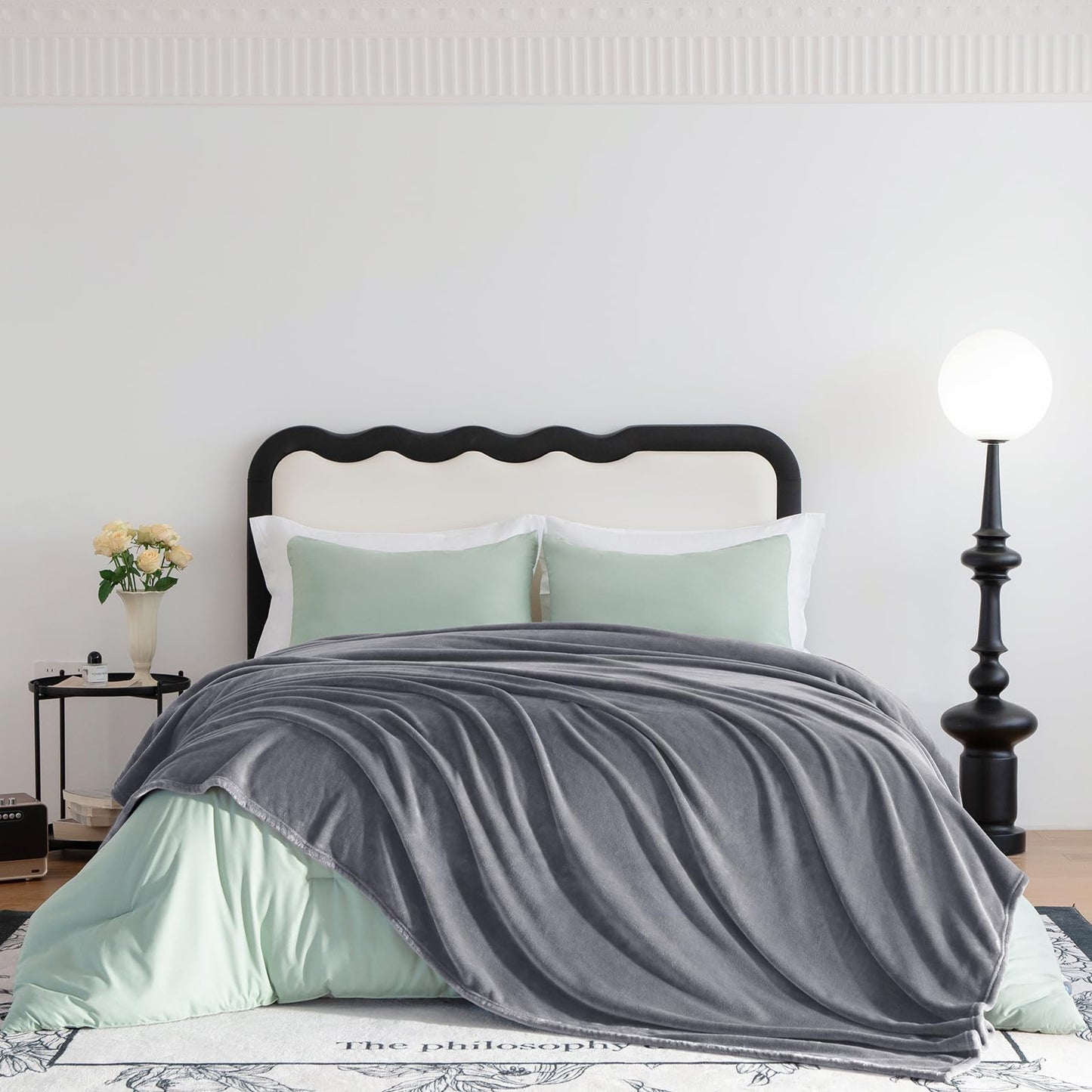 WAVVE cuddly blanket fluffy fleece blanket - sofa blanket 230x270 cm living room blanket couch blanket, gray blanket sofa light, large blanket huge sofa throw soft