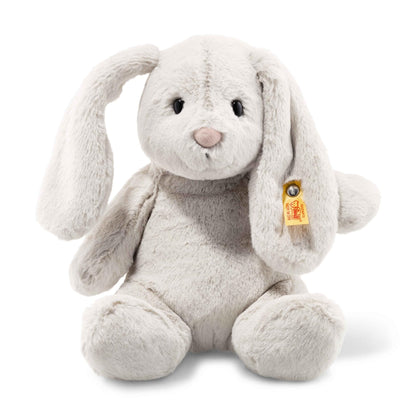 Steiff Hoppie Hare with Floppy Ears 28 cm light grey, plush toy, Soft Cuddly Friends, fluffy stuffed animal for cuddling and playing, cuddly toy for girls and boys, machine washable