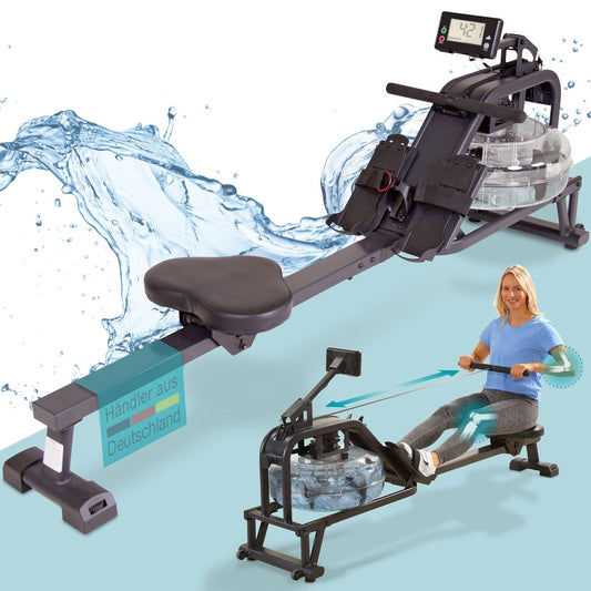maxVitalis rowing machine water, rowing machine with water resistance, home rowing machine, space-saving and authentic rowing feel