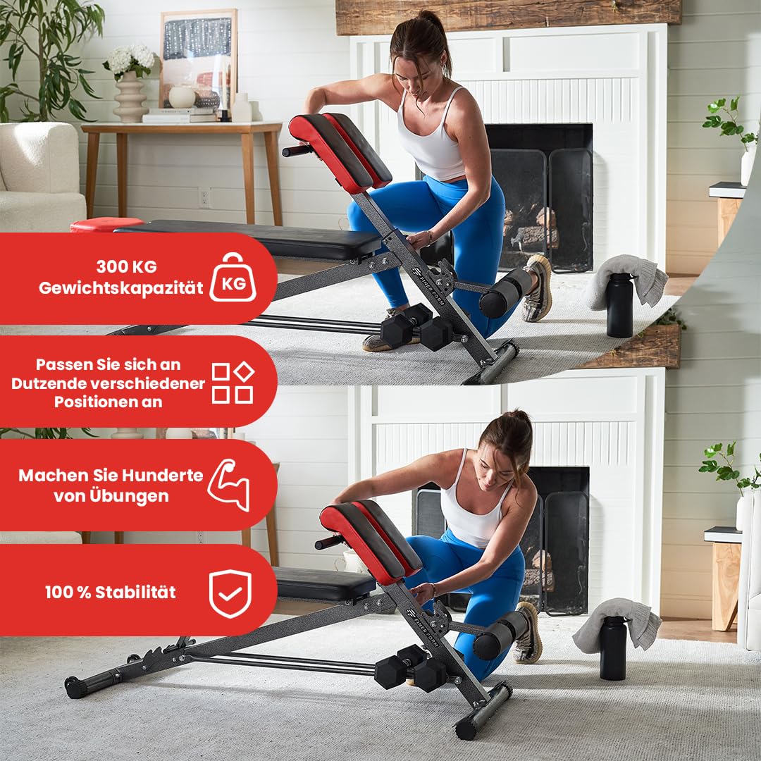 FF Finer Form Multifunctional Weight Bench for full-body workout - Hyperextension, Roman Chair, adjustable ab bench, Incline bench, Flat bench