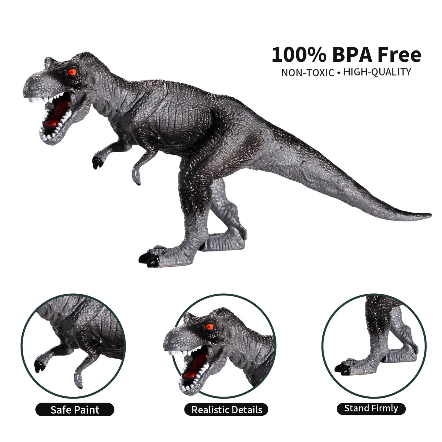 TEMI Dinosaur Toy Figure with Activity Play Mat & Trees, educational realistic Dinosaur playset to create a Dino World featuring T-Rex, Triceratops, Velociraptor for kids 3+