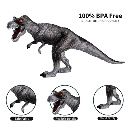 TEMI Dinosaur Toy Figure with Activity Play Mat & Trees, educational realistic Dinosaur playset to create a Dino World featuring T-Rex, Triceratops, Velociraptor for kids 3+