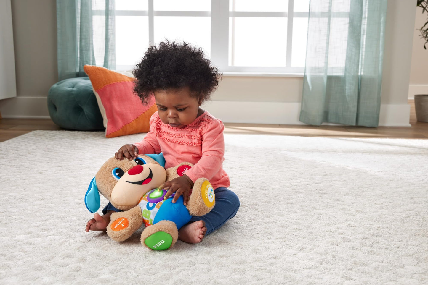 Fisher-Price Laugh & Learn Smart Stages Puppy with three levels | talking plush toy with music as kids' and baby toy | Interactive teddy bear, French version, FPM44