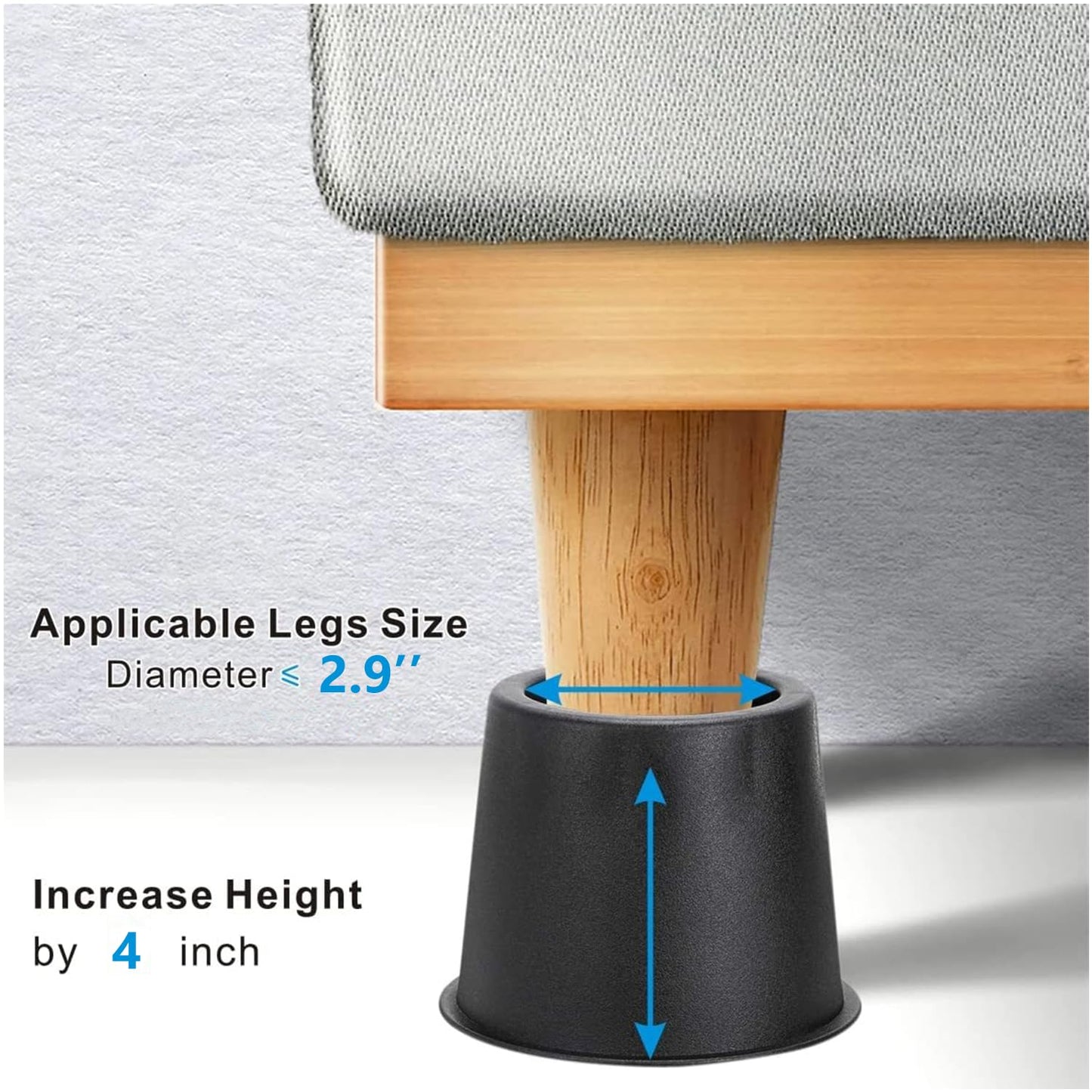 tonchean furniture riser set, bed riser with 10cm height, table riser, chair riser. 3-inch diameter elephant foot bed riser.