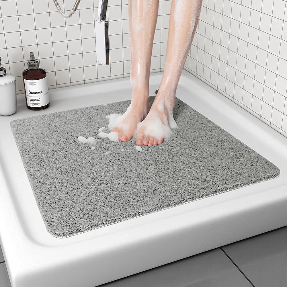 Non-slip shower mat, 80 x 80 cm Soft Comfort bathtub mat with drainage holes, Anti-mold, Quick drying, washable PVC shower mats, for wet areas, safe for children and elderly.