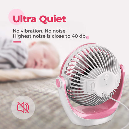 OCOOPA USB Fan, small desk fan with strong airflow and quiet operation 3 speeds, 360° rotatable head, easy to carry for office, home, and outdoor.