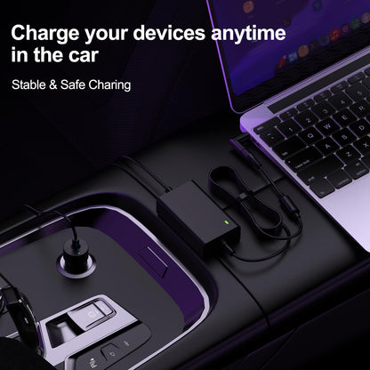90W Universal Car Laptop Charger DC Adapter for HP Pavilion Acer Aspire Swift ASUS Vivobook Lenovo Ideapad Dell Sony Toshiba Samsung JBL Fujitsu Medion Tablets with 16 adapter plugs.