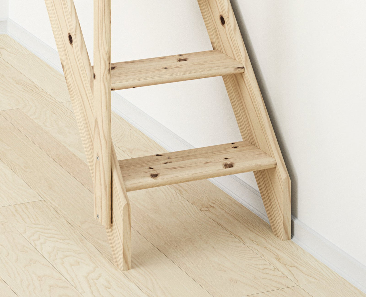 DOLLE space-saving staircase made of untreated solid spruce Height up to 283.5 cm including railing with two-part stringer