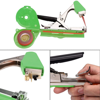 Jajadeal tying tool for plants, tapetool hand tying machine for vineyard tomatoes cucumbers fruits vegetables, agricultural garden tying machine with 1 box staples and 10 rolls of tape.