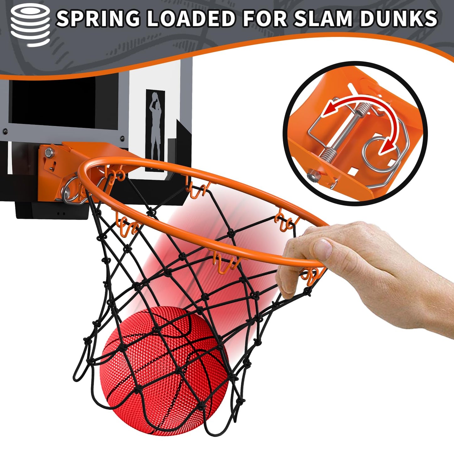 HYES Mini Basketball Hoop for Kids, Room Basketball Set with Electronic Scoreboard, 3 Ball Pump Indoor Outdoor Basketball Hoop, Sports Toy Basketball Board