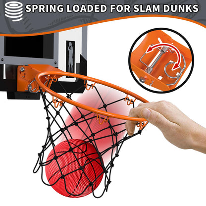 HYES Mini Basketball Hoop for Kids, Room Basketball Set with Electronic Scoreboard, 3 Ball Pump Indoor Outdoor Basketball Hoop, Sports Toy Basketball Board