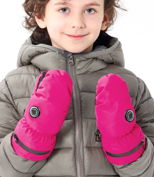 AROMA SEASON Heated Gloves for Kids with Battery | Heated Mittens for Toddlers | High heat and battery performance | High-quality workmanship (pink, L/XL)